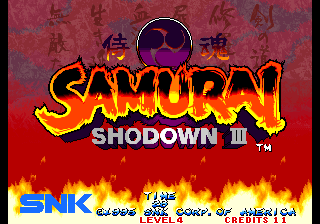 Samurai Shodown III + Samurai Spirits - Zankurou Musouken (set 1) Title Screen